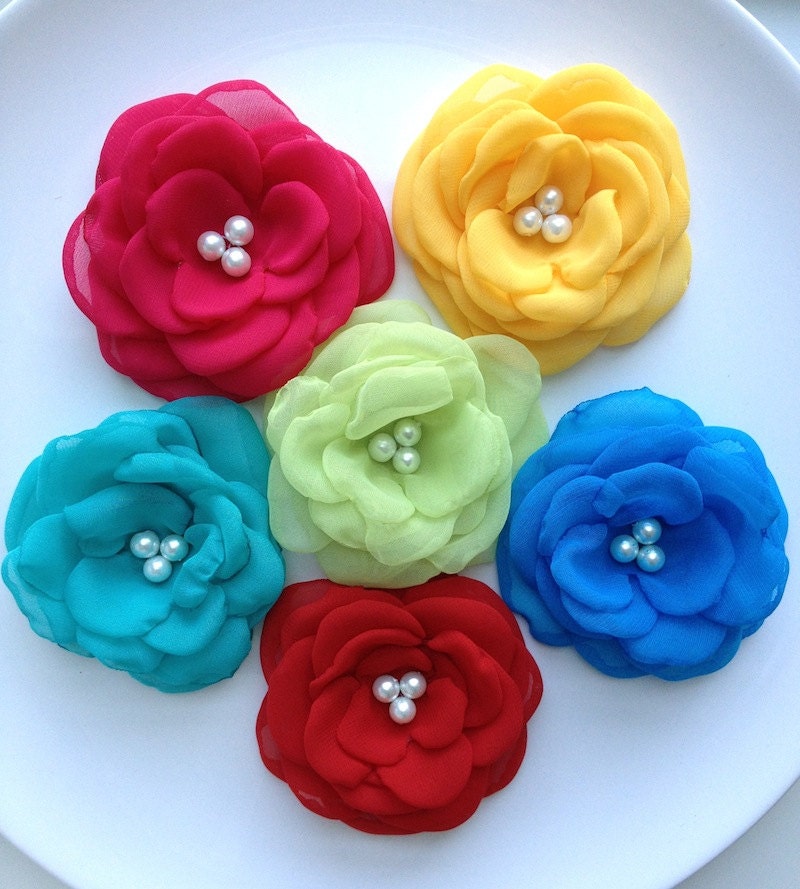 Tropical Fabric Flower Brooch or Hair Clip