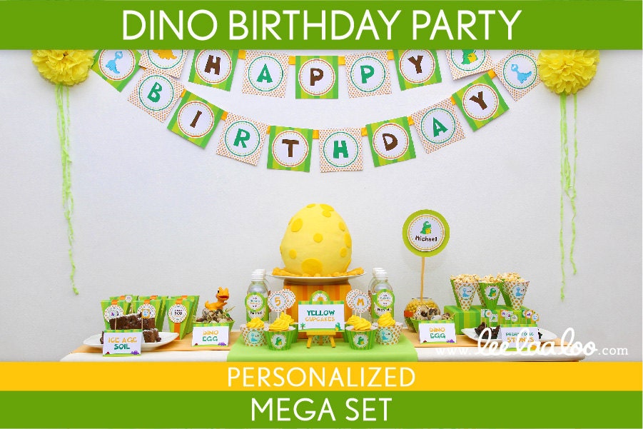 Dinosaur Birthday Party Package Collection Set Mega Personalized Printable // Dinosaur - B18Pz2 Il_570xn