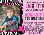 Rock Star Girl 5x7 Photo Birthday Party Invitation - Printable Il_170x135