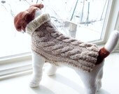 Dog Sweater Hand Knit Granola Cable Small  13 inches long
