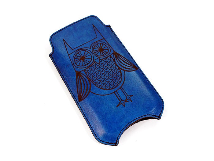 Personalized iPhone Leather Sleeve - Owl