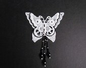 1920s Vintage Inspired Hair Piece - Vintage Lace Butterfly with Glass Beads