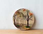 Paint by Number Circle Art Block 'Autumn Drive' - fall landscape, rural trees, vintage art