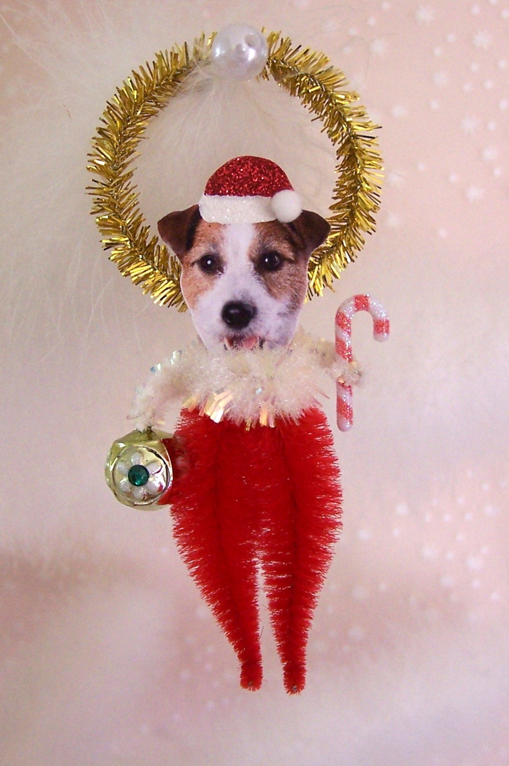 SALE Jack Russell Terrier Christmas Ornament Feather Tree