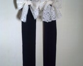 Black Thigh Highs w/ Vanilla Lace Bow
