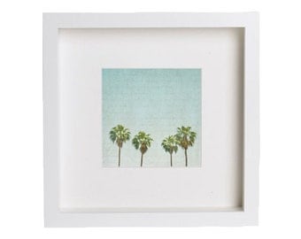 California Photography - teal home decor, aqua decor, palm trees, LA style print - "California Girls" - 8x8 Fine Art Photograph