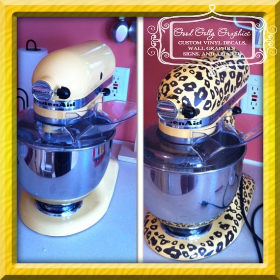 Kitchen mixer vinyl decal LEOPARD PRINT decal