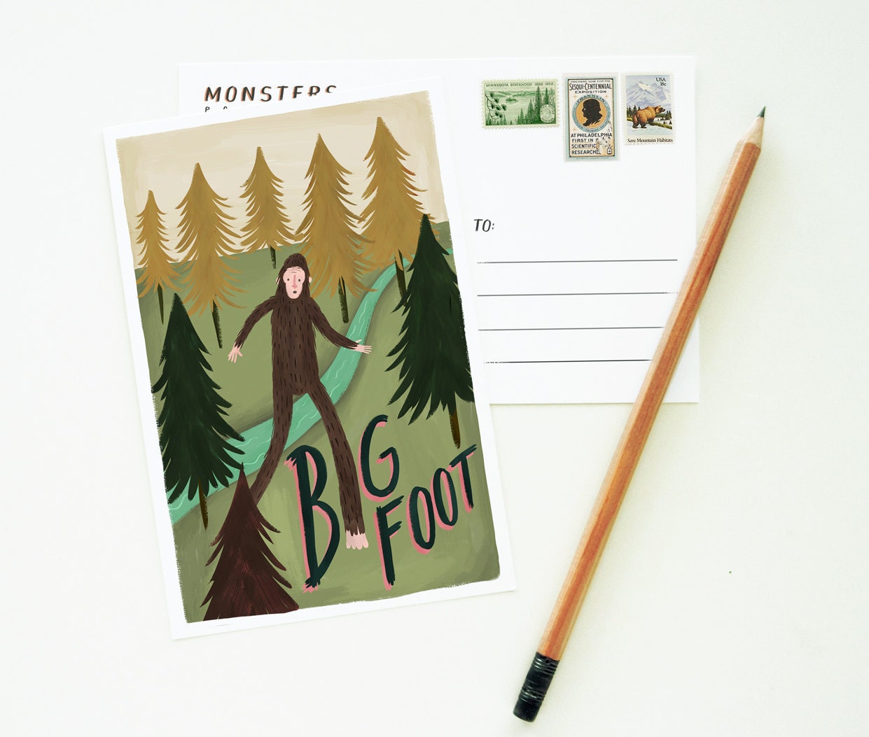 Monster Postcard Set 4pcs