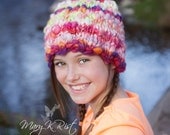 Girl's Handspun Hat-For Photo Prop or Gift, Made With My Own, Super Bulky, Handspun- Girls Prop, Knit hats