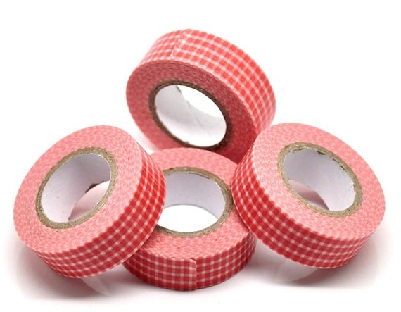 Washi Tape - Red Checker Washi Tape - Japanese Masking Tape - 10 mt Il_570xn