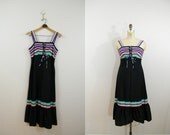 Vintage 1970s Striped Sundress / Size 8