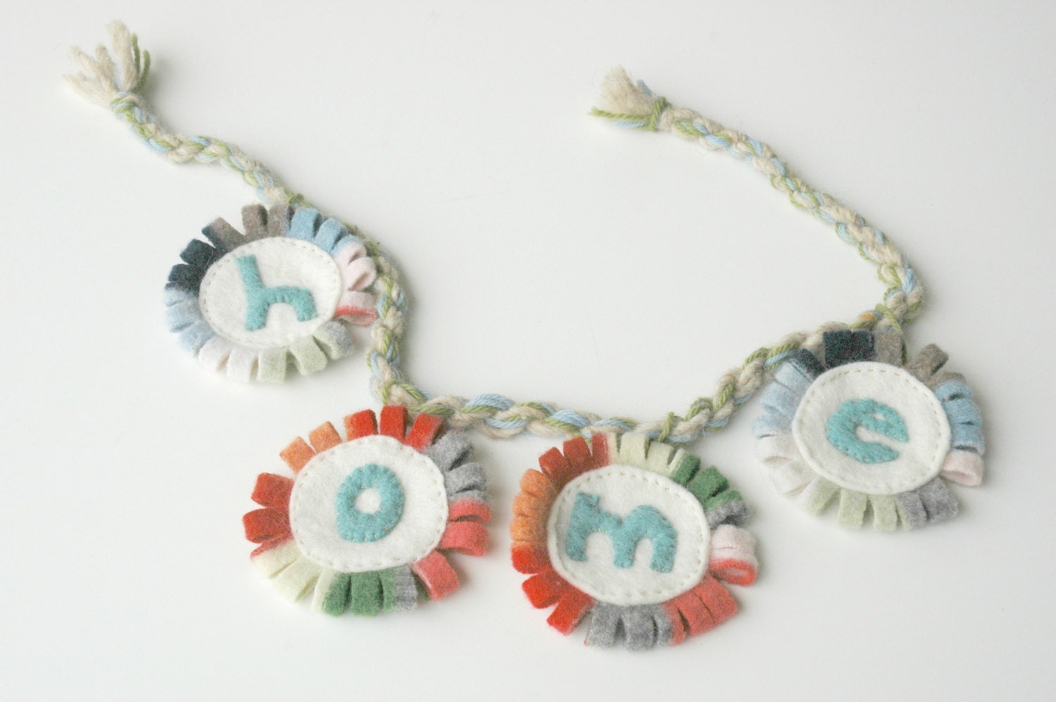 Felt Name Sign Banner or "Home" "Love" "Hope" 100% Wool Your Choice Made to Order