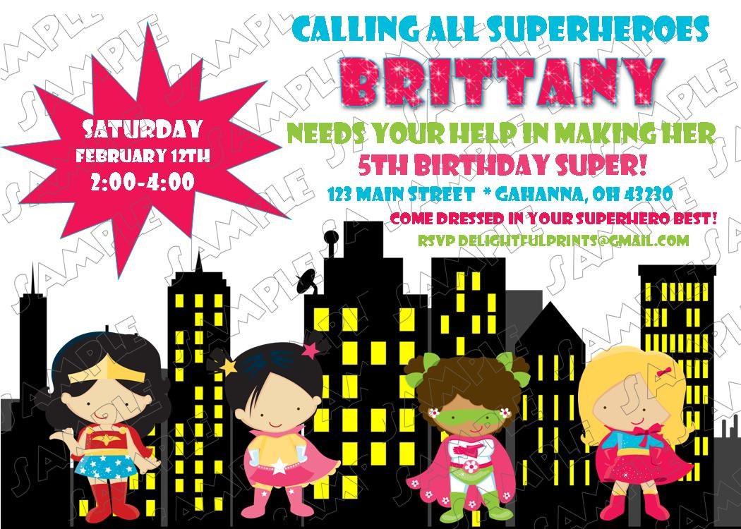 Supergirl superhero birthday invitation many colors...DIY you print custom photo card by delightfulprints Il_570xn