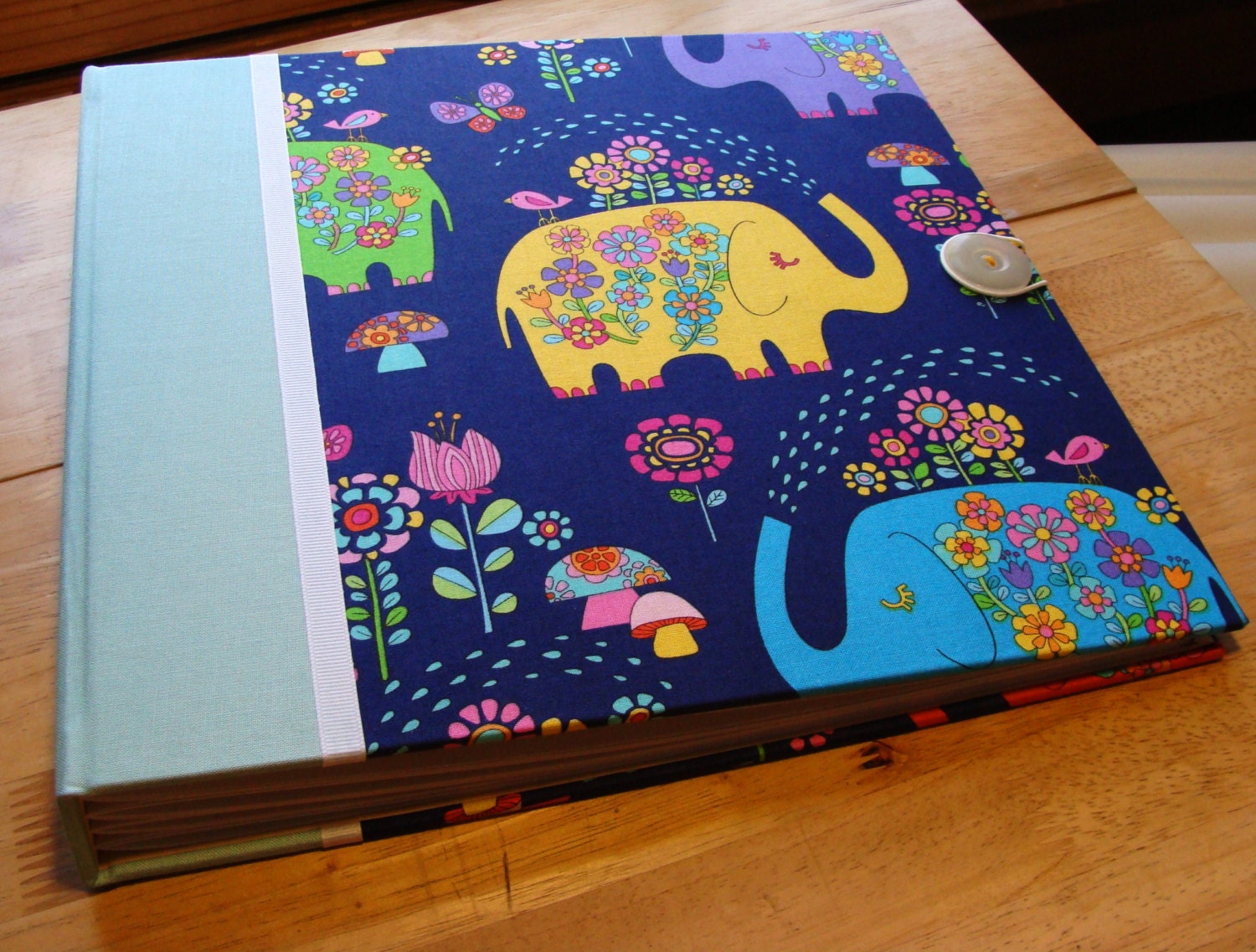 Elephant Shower Baby Scrapbook/ Large Baby Book/ Photo Album in Blue (or pink) 11x11 (5x7 & 8x10)