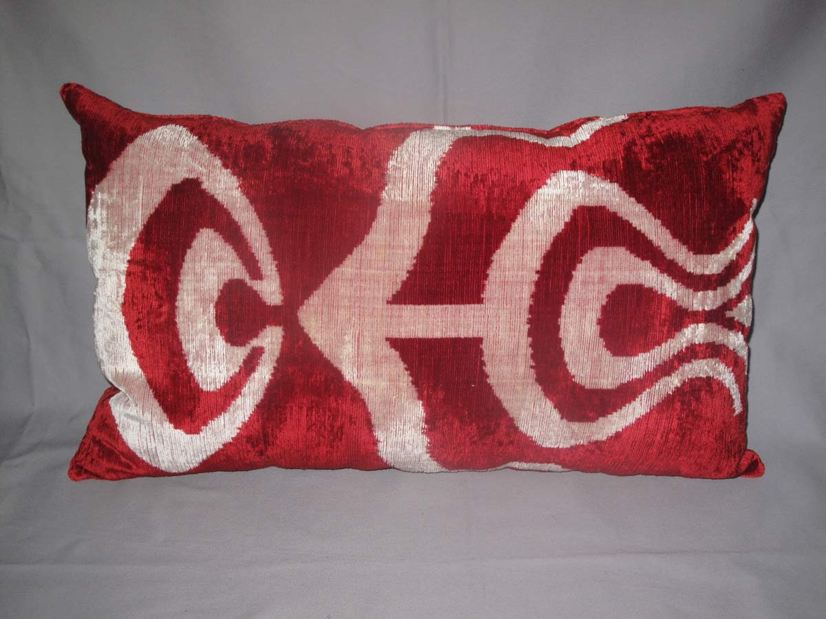 Uzbek ikat, hand made velvet  pillowcase, silk pillow