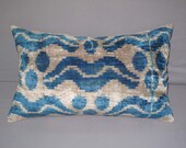 Uzbek ikat, hand made velvet  pillowcase, silk pillow