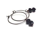 Earrings Sweet Tanzanite Rosebud Antique Copper tone Hoop LoveandCherish