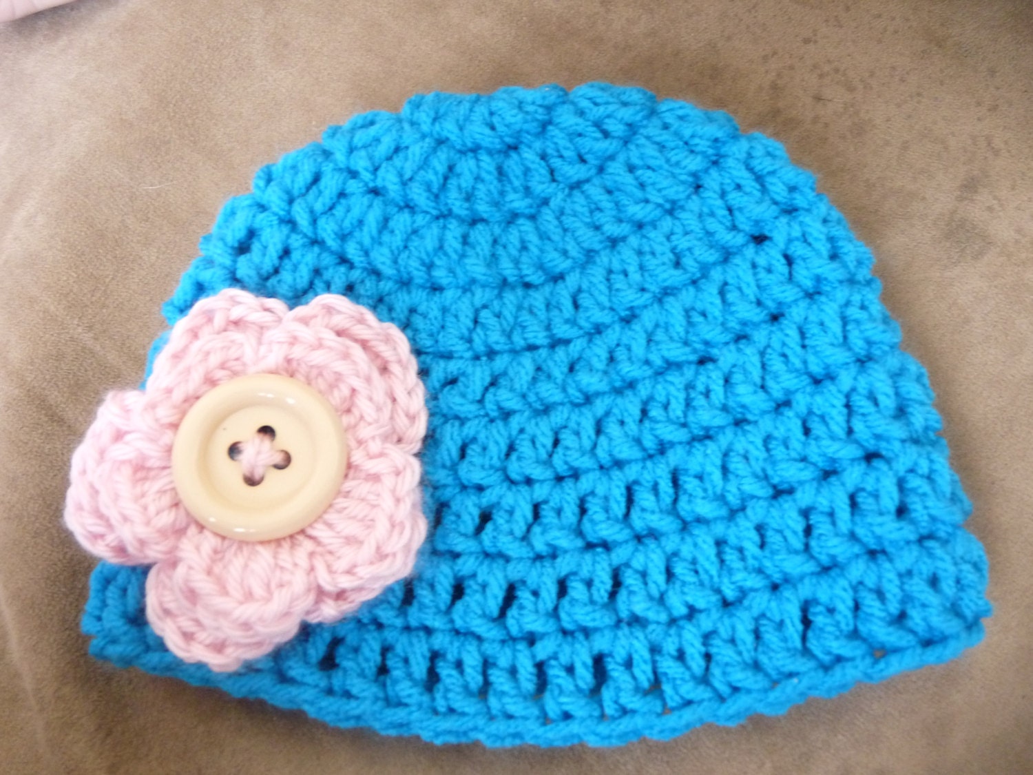 RTS NEWBORN Size 0 to 3 Months Flower Hat with Button