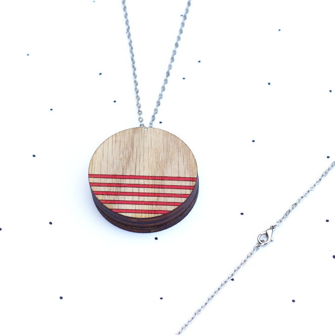 Wooden Photo Locket - Lines