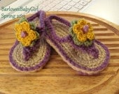 Buggs - Crochet Orchard Plum Baby Flip Flop Sandals w/Flower Accent - Pick Your Color