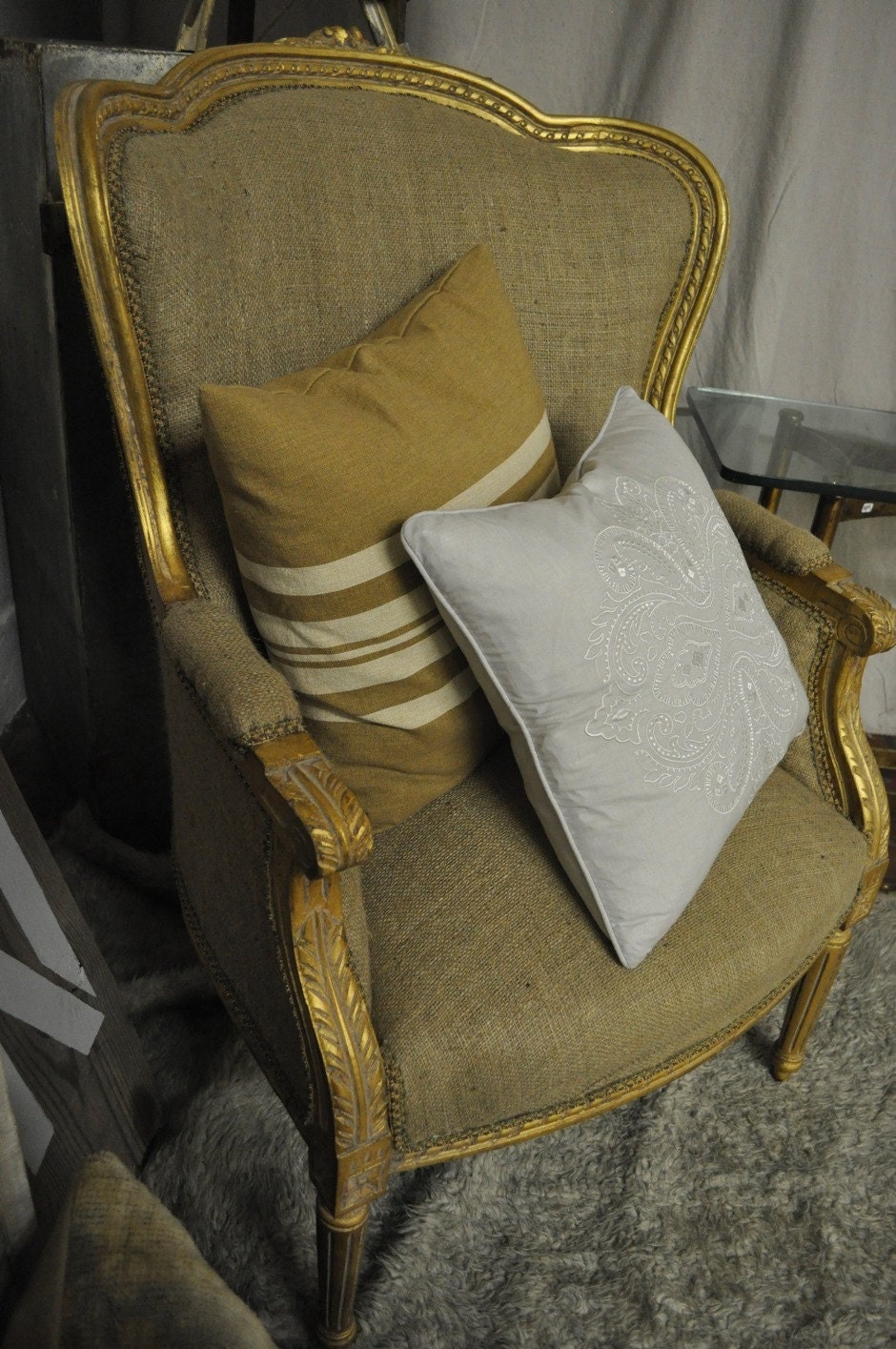 Antique French Bergère Wing Back Parlor Chairs