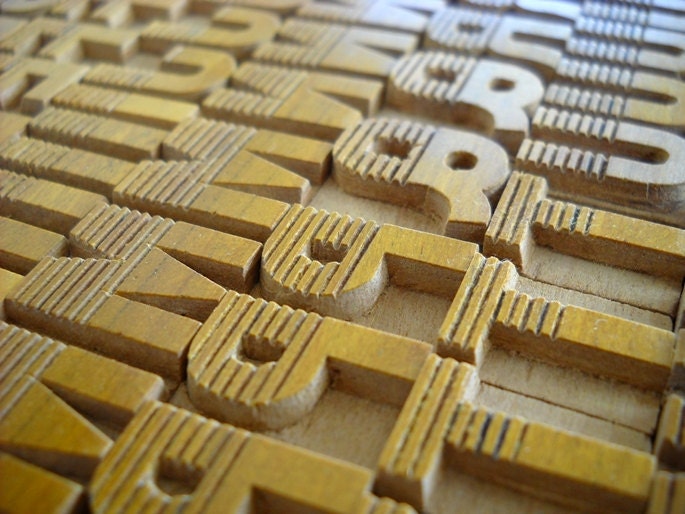 A to Z, Punctuation Marks 124 No's Designer Letterpress Wooden Letters Complete Set for Printing- V28 -FREE SHIPPING