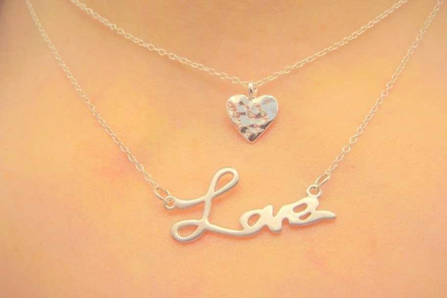 Sterling Silver HEART and LOVE  Necklace Earrings Bridal Bridesmaids Special Ocassion Birthday Christmas