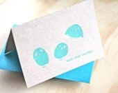 Cute Owl letterpress birthday card in turquoise Hoot Hoot Hooray - quirky fun animal card. 100% recycled Kraft card, kraft envelope envelope