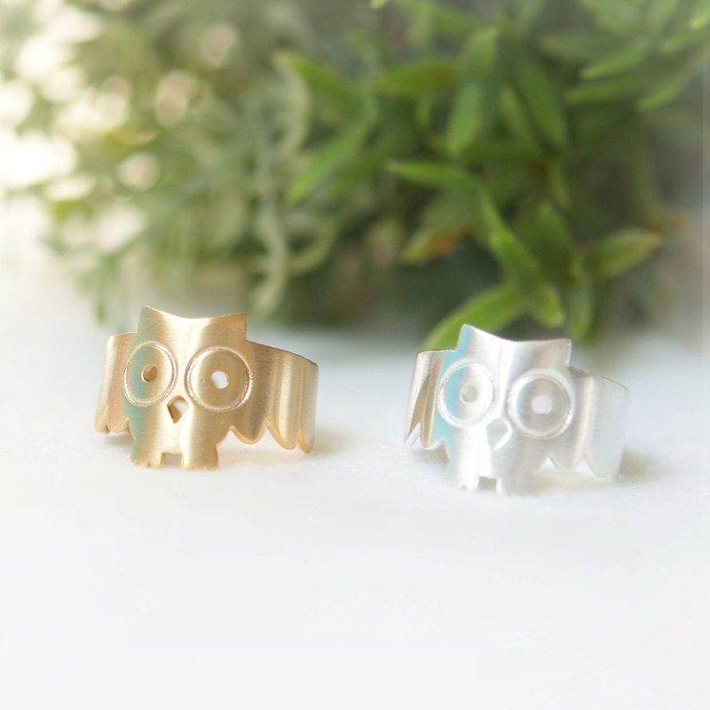 Baby Owl Ring / Choose your color / Gold and Silver