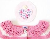 Knitted striped coat in pink  with a crochet collar. 100% Cotton. READY TO SHIP in size Newborn. - tenderblue