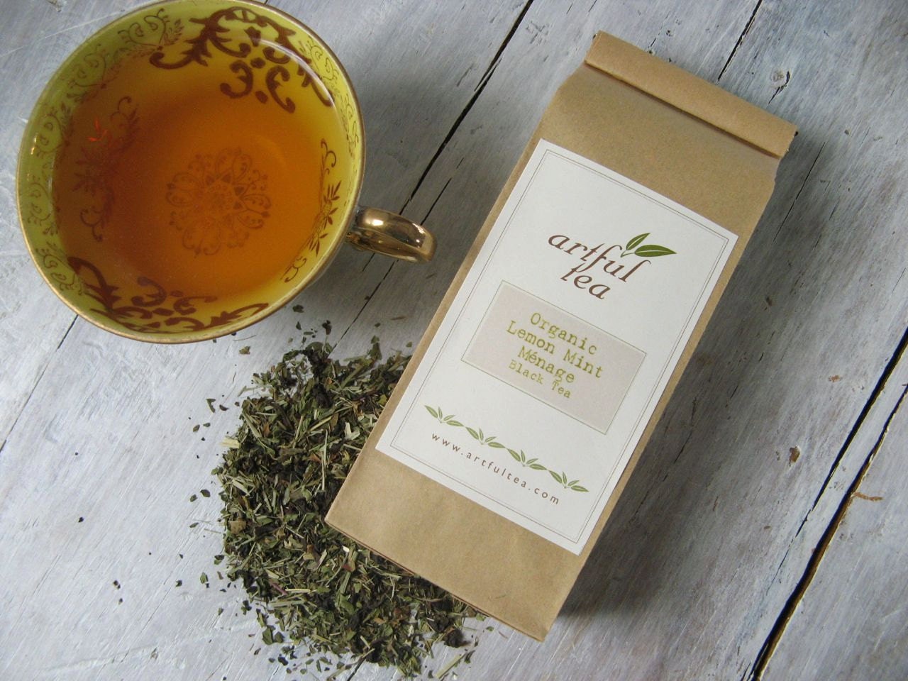 Organic Lemon Mint Ménage Black Tea - ArtfulTea Luxury Loose Leaf Blend, Lemongrass, Peppermint, Spearmint, 3 oz. Tin
