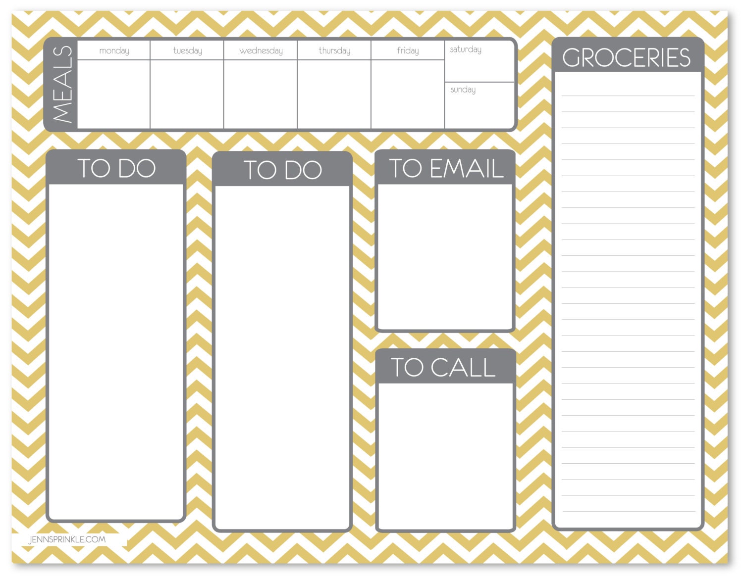 Multitasker To do List NotePad with Perforated Grocery List YELLOW