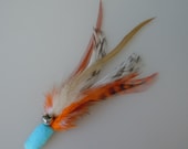 Cat Toy Light Aqua Feather Flier with Catnip and Bell