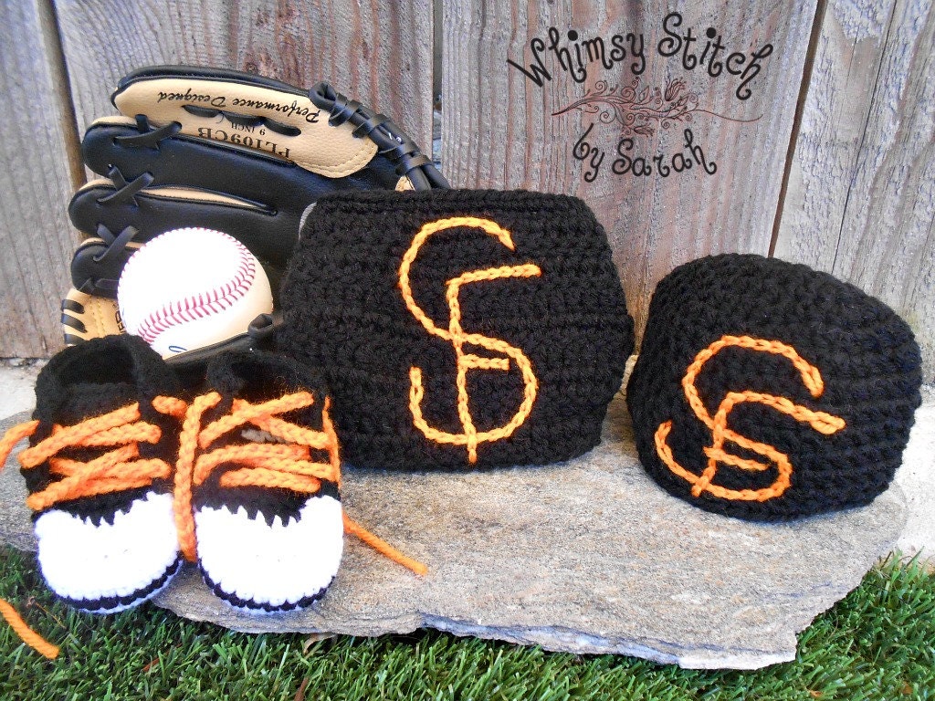 SF Giants inspired Newborn Outfit (Photo Prop) - Beanie, Diaper Cover, Converse Newborn High Tops - Made to Order