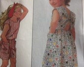 Girls' DRESS and ROMPER Jiffy Simplicity 8101 1986 Jiffy Summer Dress or Romper Sizes 5 6 6X Vintage 80s Pattern