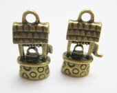 2 Bronze Water Wishing Well Charms 4248