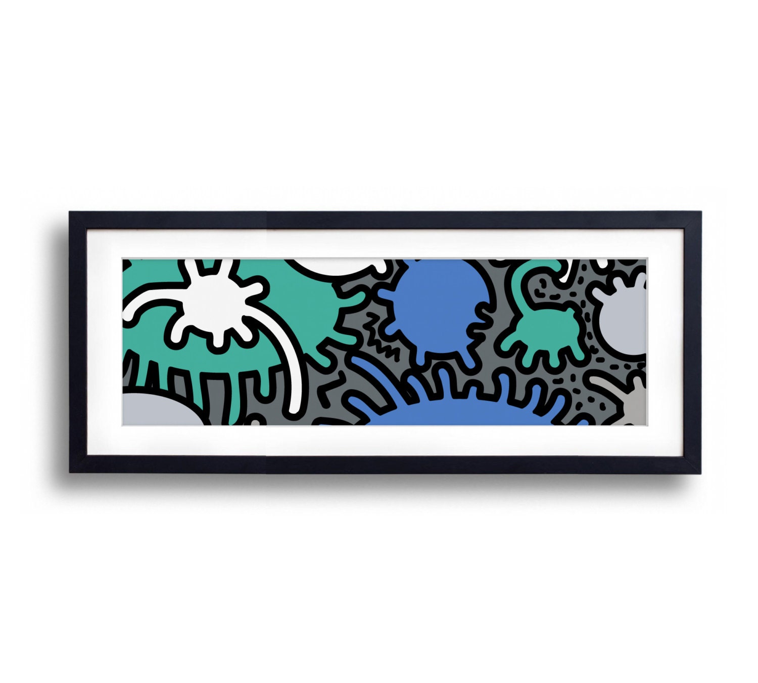 Whatzit 4 - Blue Green Modern Art Print