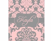 SPRING SALE iPad 2, 3, 4 Leather case cover Personalized Custom Damask Pink Gray