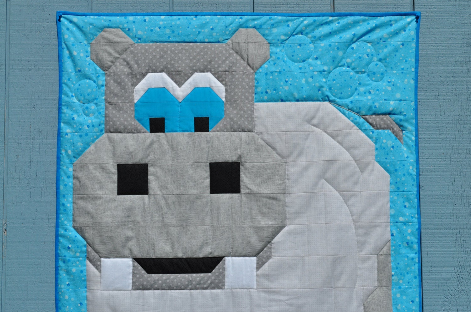 Hippo Baby Quilt Pattern in multiple sizes - PDF