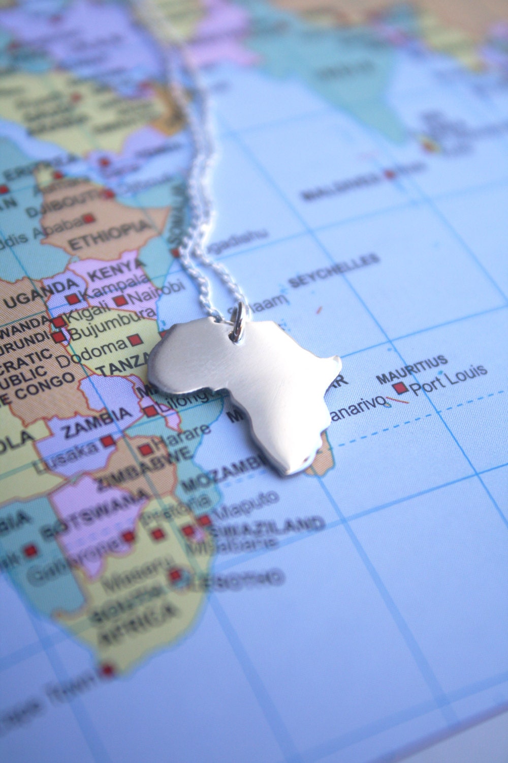 Africa Necklace Small Continent Pendant sterling silver Map of Africa tiny African pendant