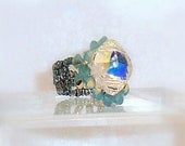 Peridot Opal Swarovski Crystal Ring