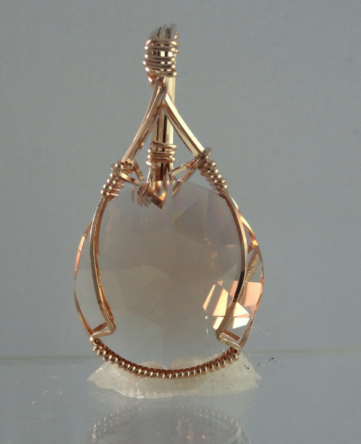 Gold Wire Wrapped Crystal Pendant