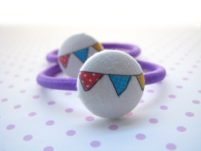 Elastic hair ties, girls button ponytail holdes, It's my party
