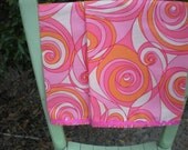 Bright, fun colored, pink rick rack tea towels to add to your kitchen.