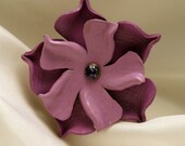 Petite Purple Leather Flower Hair Clip
