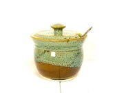 Sugar Bowl / Lidded Jar / Made to Order / Handmade Pottery in Honey Amber and Cream