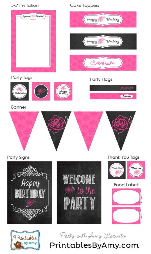 PRINTABLE Rose Party Collection
