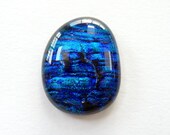Fused glass cabochon, blue, turquoise textured dichroic glass cabochon for jewelry making, crafting