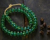 Vintage, Antique Uranium Vaseline Glass / Green, Yellow Glowing African Trade Beads / 5x9mm / Tribal Boho Summer Festival Fashion