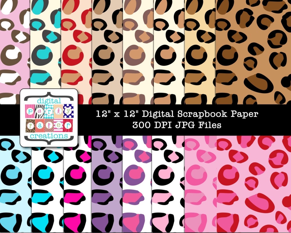 Digital Paper Pack - Leopard Print Scrapbook Paper INSTANT DOWNLOAD Il_570xn